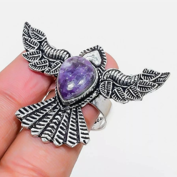 New Lepidolite 925 Silver Mystic Ring. - Picture 2 of 16